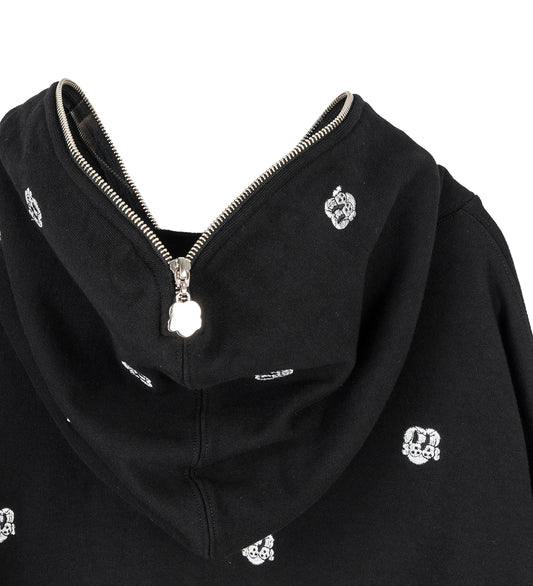 ALLOVER FINESSE EMBROIDERED 1/4 ZIP PULLOVER HOODIE BLACK