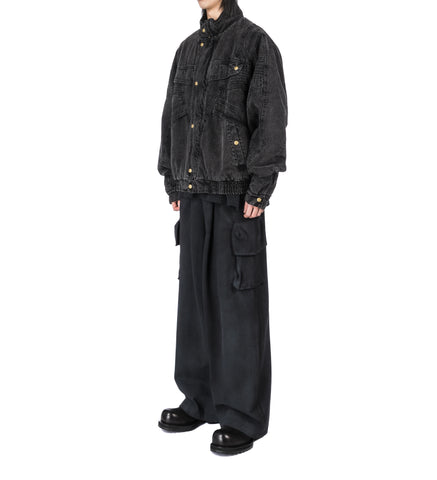 KROW DENIM JACKET WASHED BLACK