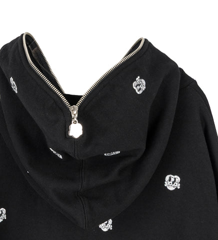 ALLOVER FINESSE EMBROIDERED 1/4 ZIP PULLOVER HOODIE BLACK
