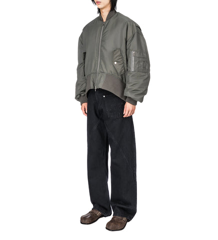 OVERSIZED CURVED HEM BOMBER JACKET STEEL