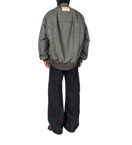 OVERSIZED CURVED HEM BOMBER JACKET STEEL