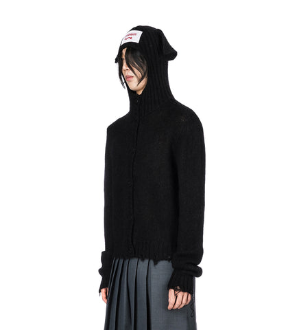 EARS BALACLAVA CARDIGAN BLACK