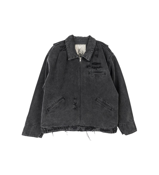 HENCH DISTRESSED WORK JACKET BLACK