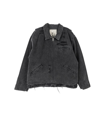 HENCH DISTRESSED WORK JACKET BLACK