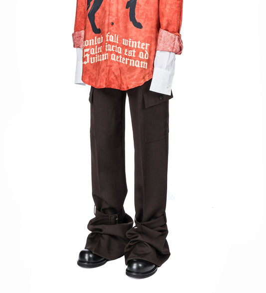 BELTED PANT BROWN TAILORING WOOL