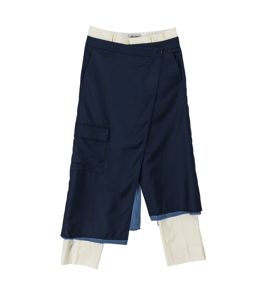 WRAP PANEL TROUSERS BLUE