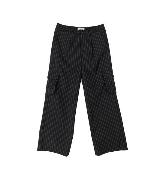 TAILORED CARGO PANTS PINSTRIPES BLACK