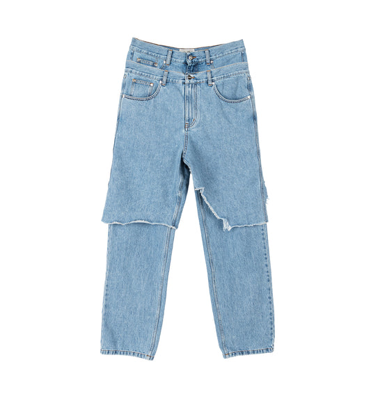 DOUBLE LAYER DENIM WASHED BLUE