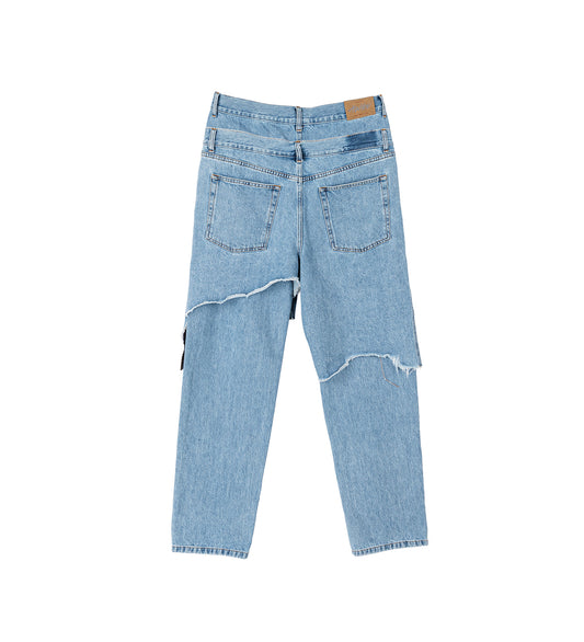 DOUBLE LAYER DENIM WASHED BLUE