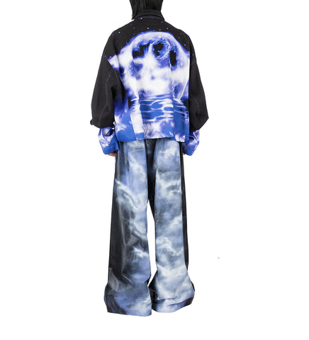 LEATHER TRACKSUIT PANT BLACK/PURPLE