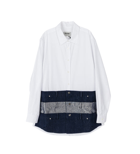 TRIPLE DENIM TROMPE L'OEIL SHIRT WHITE
