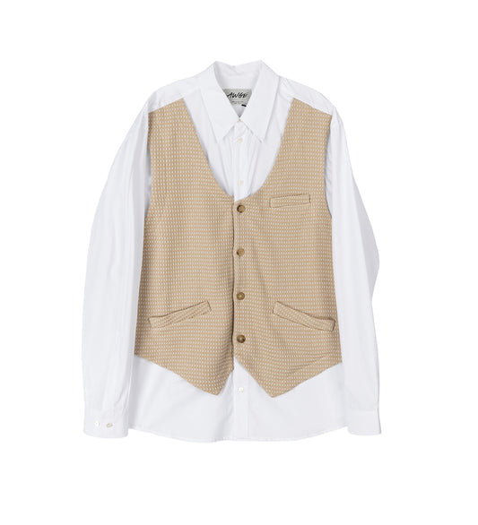 OVERSHIRT WITH VEST WHITE/BEIGE