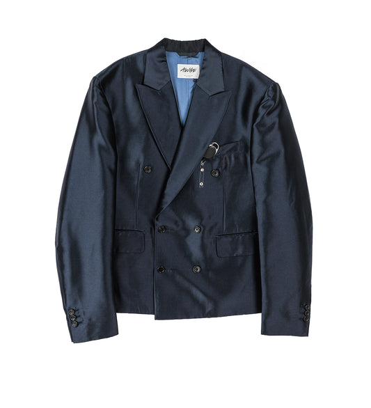 DOUBLE-BREASTED BLAZER IRIDESCENT BLUE