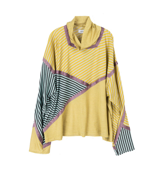RADAY SHORT JERSEY TOP LEMON&LIGHT GREY