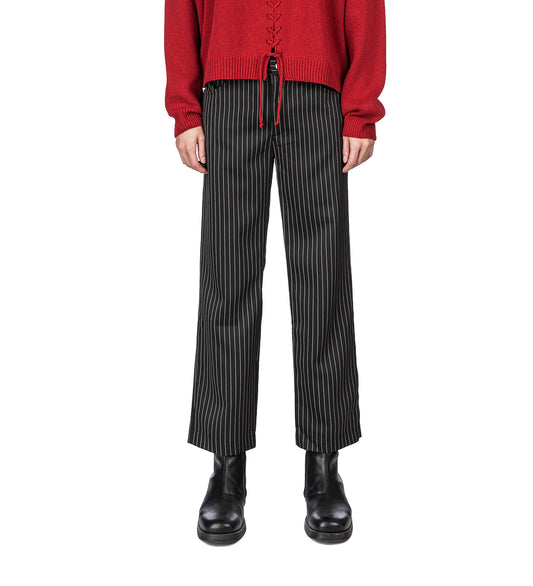 CIGARETTE TROUSERS BLACK PINSTRIPE