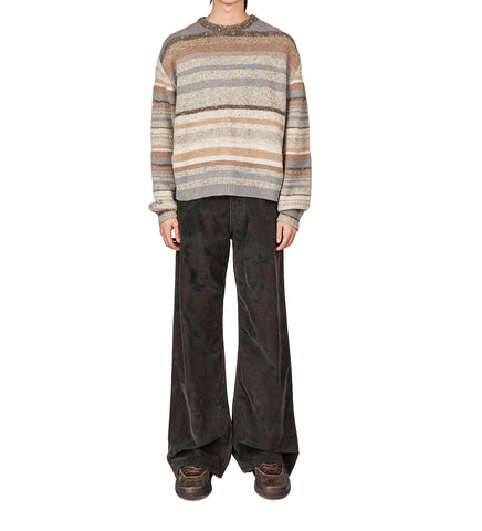 STRIPED CREWNECK SWEATER BROWN