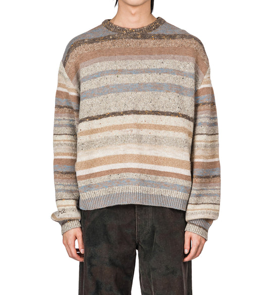 STRIPED CREWNECK SWEATER BROWN