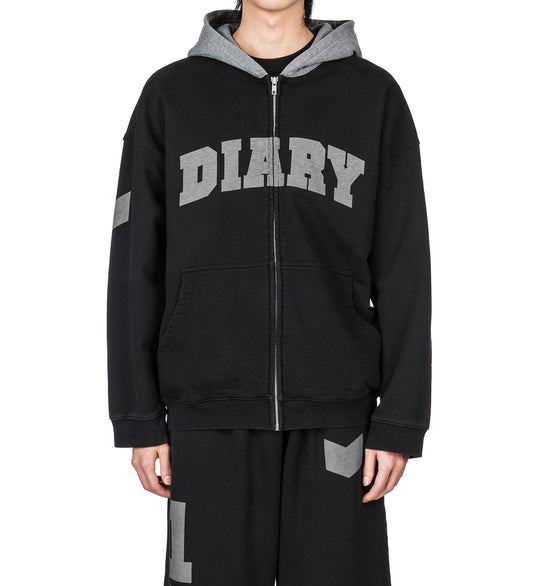 ARCH LOGO ZIP HOODIE BLACK