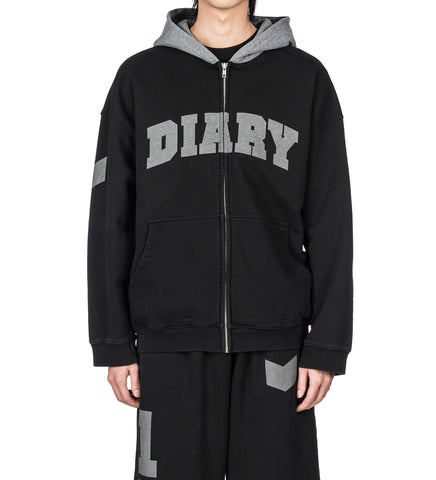 ARCH LOGO ZIP HOODIE BLACK