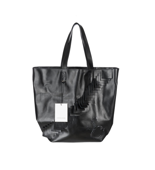 LEATHER PATCH TOTE BLACK