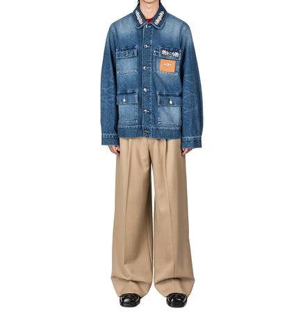 MULTI POCKET WORKWEAR JACKET W/EMB INDIGO/PEARL/CLEAR