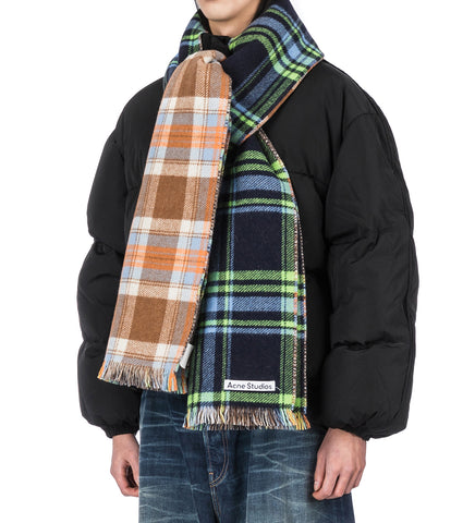 CHECK SCARF BLUE/GREEN/ORANGE