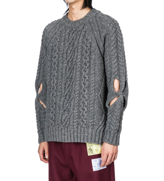 SLASHED CABLE JUMPER GREY
