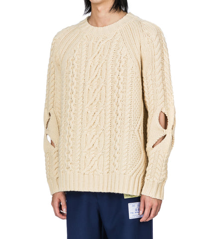 SLASHED CABLE JUMPER OATMEAL