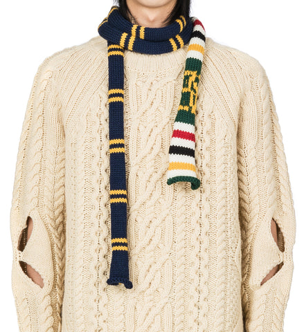 STRIPED KNIT SCARF NAVY/YELLOW