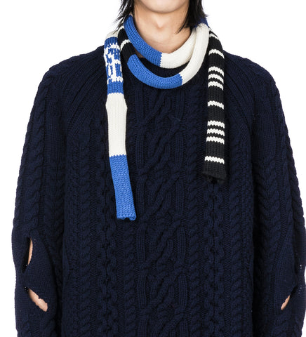 STRIPED KNIT SCARF BLUE/WHITE