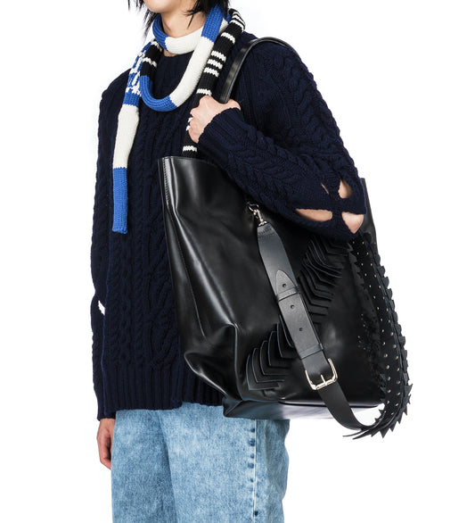 LEATHER PATCH TOTE BLACK