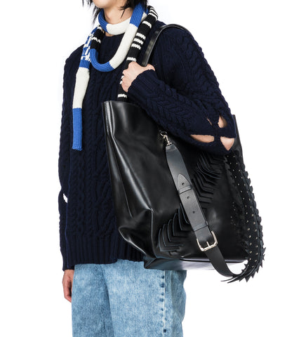 LEATHER PATCH TOTE BLACK