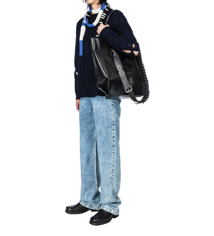 LEATHER PATCH TOTE BLACK