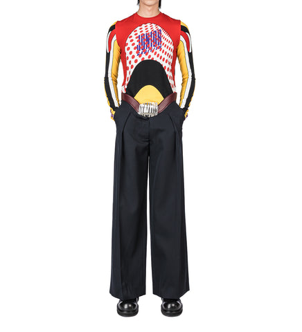 STRETCH LONG SLEEVES TOP PRINTED BODY MAP MULTICOLOR