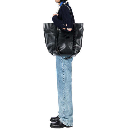 LEATHER PATCH TOTE BLACK
