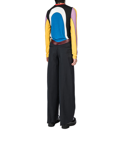 STRETCH LONG SLEEVES TOP PRINTED BODY MAP MULTICOLOR