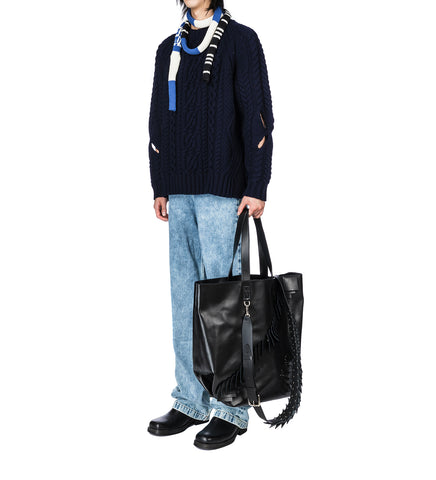 LEATHER PATCH TOTE BLACK