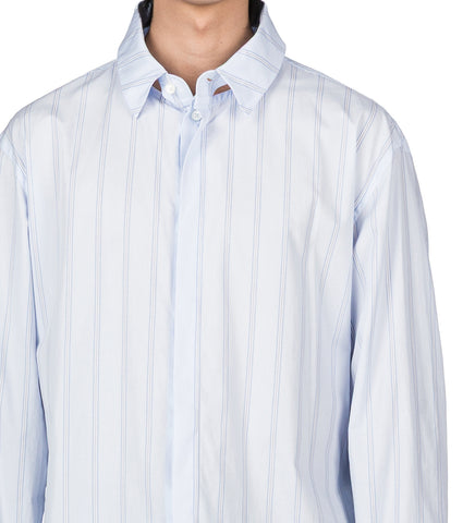 PINSTRIPED LOATING COLLAR SHIRT LIGHTBLUE/WHITE
