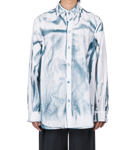 SHIRT PRINTED TROMPEE L'OEIL SHIRT WHITE/BLUE GREY
