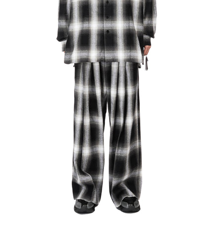 CHECK PLEATED PANTS WHITE/BLACK