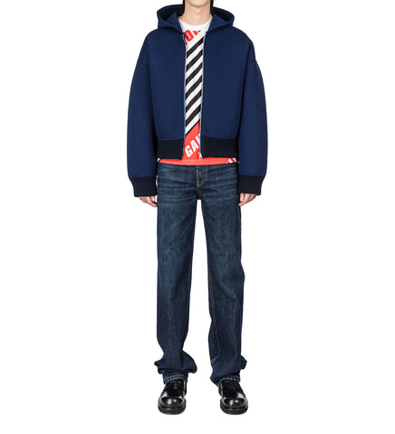 BONDED HOODIE WITH GATHERS DETAILS NAVY