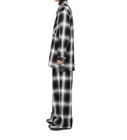 CHECK PLEATED PANTS WHITE/BLACK