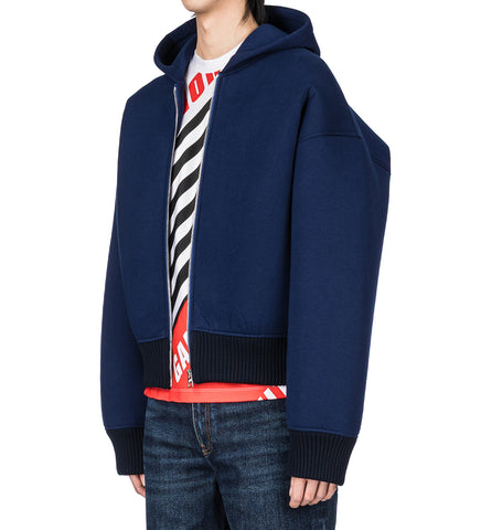 BONDED HOODIE WITH GATHERS DETAILS NAVY