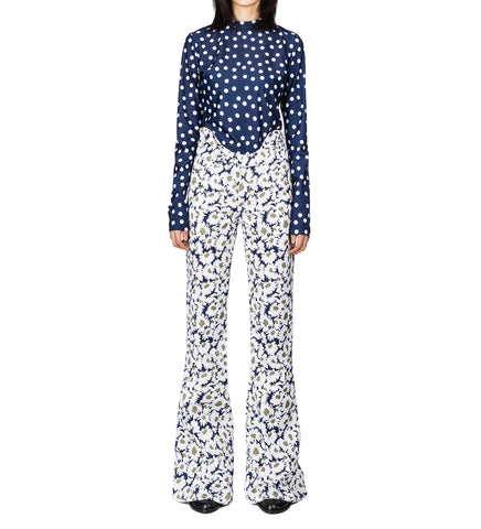 FLARE LEG DENIM PANT NAVY/WHITE