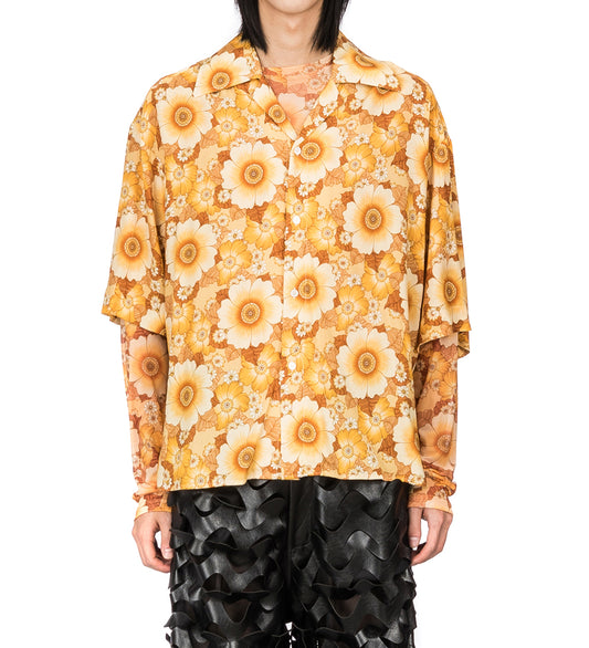 PRINTED BOXY SHIRT WALLPAPER FLOWERS