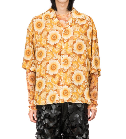 PRINTED BOXY SHIRT WALLPAPER FLOWERS