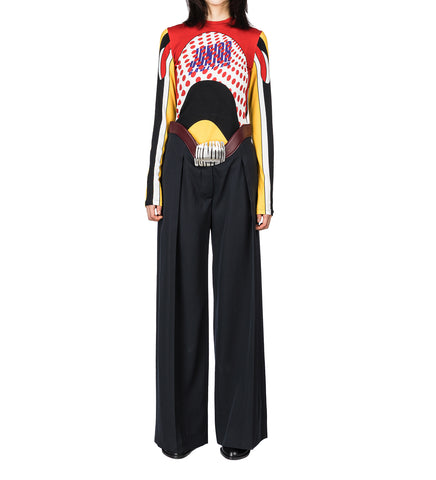 STRETCH LONG SLEEVES TOP PRINTED BODY MAP MULTICOLOR
