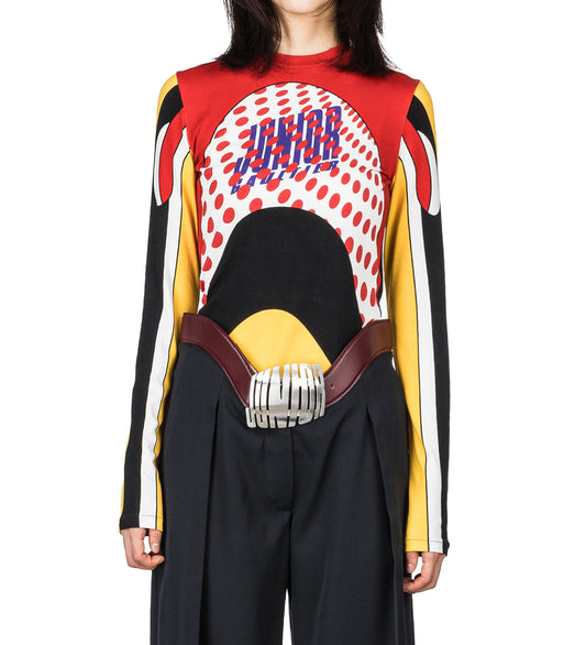 STRETCH LONG SLEEVES TOP PRINTED BODY MAP MULTICOLOR