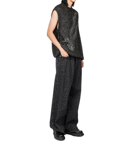 SNAKE INTARSIA VEST BLACK/GREY
