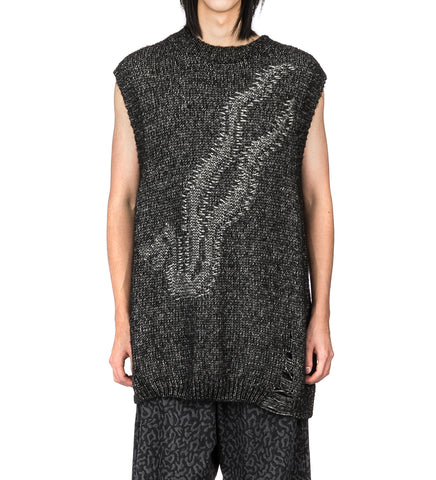 SNAKE INTARSIA VEST BLACK/GREY